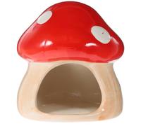 HOODANCOS Hamster House Ceramic Hamster Hideout Cooling Mushroom Shaped Nest for Small Animals Rest Sleep