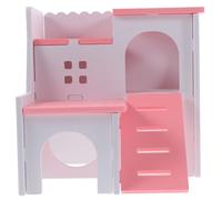 HOODANCOS Hamster Villa Small Animal Hideout Pink Mediterranean Style Hamster House Toy Nesting Hut and Small Pets Indoor Play