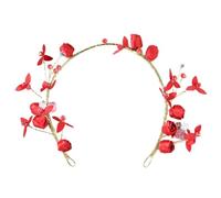 HOODANCOS Handmade Bright Red Headband with Alloy Funny Shape for Bride Hair Accessories, Decorative Hair Ornament to Make You more Lovely at Weddings