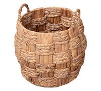 HOODANCOS Handwoven Wicker Storage Basket with Handles, 25.5X25.5X26.7Cm Round Straw Organizer for Bread, Fruit, Pantry, Indoor Desktop Use, Handmade Rattan Storage Basket