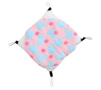 HOODANCOS Hanging Pet Bed Plush Warm Animal Cage Hammock with Loving Heart Print Metal Frame Soft Pink Cozy Bed for Cats and Dogs Indoor Use