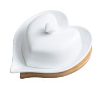 HOODANCOS Heart-Shaped Ceramic Butter Dish Plate White Elegant Food Serving Plate for Butter Storage and Cake Dessert Presentation Fine Workmanship Tableware for Home Use