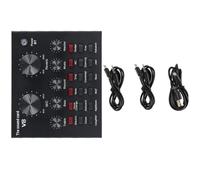 HOODANCOS High Performance External Sound Card Audio Mixer with Adjustable Volume Metal Ktv Sound Board for Music Recording and Shouting Livestreaming Soundcard Black