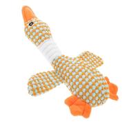 HOODANCOS Indestructible Plush Goose Dog for Aggressive Chewers, Large Orange Squeaky Puppy Teething Chew for Heavy Chewing Dogs, Sturdy Interactive Grinding for Teeth Cleaning