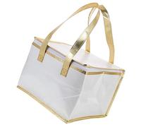 HOODANCOS Insulated Cake Bag White Gold Edge Thermal Food Cooler Bag with Handle Wear-Resistant Picnic Pizza Carrying Pouch for Freshness and Stable Placement
