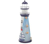 HOODANCOS Iron Art Lighthouse Lamp Decorative Figurine Mediterranean Nautical Desk Ornament Home LED Light Without Batteries, Large Window Ship Design for Coastal Room Decor