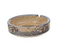 HOODANCOS Japanese Style Ceramic Ashtray Vintage Underglaze Colored Ash Holder Compact Table Ash Container for Home Office Decor 4.13X4.13X1.18In
