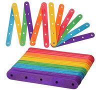 HOODANCOS Jumbo Colored Wooden Lolly Sticks with Holes 100 Pcs 150Mm Birch Craft Sticks for Classroom Art and DIY Building Projects