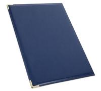 HOODANCOS Large Blue Business Portfolio Folder with Metal Corner, Leather Texture Clipboard Document Organizer Binder for Office Supplies and Contract Management