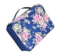 HOODANCOS Large Capacity Colored Pencil Case with Zipper Portable Stationery Pouch for Artists Students PU Pen Organizer Bag with Creative Floral Pattern