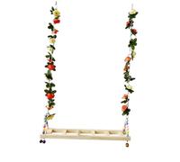 HOODANCOS Large Wooden Parrot Swing Bird Play Stand with Hanging Flower Decor for Cage Climbing and Chewing Safe Pet Supply for Parakeets and Birds