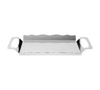 HOODANCOS Light Luxury Stainless Steel Pallet Tray Rectangular Serving Platters Serving Platter with Handle Stainless Steel Plate Silver