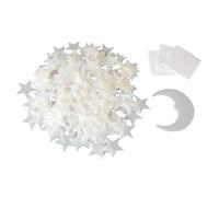 HOODANCOS Luminous Moon and Star Wall Stickers Set for Bedrooms and Doors, 200pcs White Acrylic Glow Stickers, Quickly Decorate Nursery Fluorescent Stars and Moon Decals