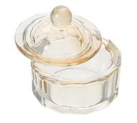 HOODANCOS Manicure Glassware Tool Nail Dappen Dish Beige Glass Cup with Lid Unique Shape Easy to Clean for Nail Art Process and Enthusiasts