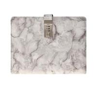 HOODANCOS Marbled A5 Locked Notebook with Combination Password, Grey Leather Daily Planning Journal for Teens, Appointment Notepad and Time Management Diary