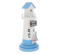 HOODANCOS Mediterranean Style Wood Lighthouse Wooden Small Lighthouse Decoration Mdf Material Sky Blue Color Elegant Design Charming Shape Christmas Hotel Decoration