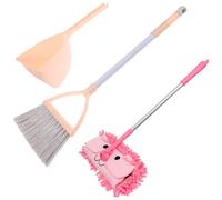 HOODANCOS Mini Kids Broom and Mop Set for Toddlers, Small Portable Sweeping Toy with Dustpan, Orange Broom and Pink Mop Combo for Child Role Play Cleaning and Household Pretend Play