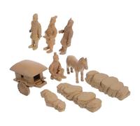 HOODANCOS Mini Terracotta Warriors Figurine Set of 9 Plastic Desktop Sculptures Vintage Horse and Warrior Decorations Tabletop Decor Collectible for Home and Office Display