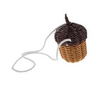 HOODANCOS Mini Woven Crossbody Bag for Lightweight Imitation Rattan Pine Cone Shaped Messenger Bag Photography Prop and Everyday Use Cute Rustic Design for Little