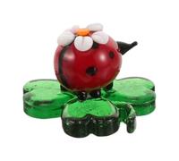 HOODANCOS Miniature Glass Ladybug and Four Leaf Clover Figurine, Decorative Small Glass Figurines with Brilliant Translucency and Lasting Durability, for Desk or Tiered Tray Display