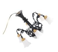 HOODANCOS Miniature Hanging Chandelier Light Fixture Abs Metal Mini House Pendant Lamp Warm White for Dollhouse Decoration and Sandbox DIY Interior Ornament
