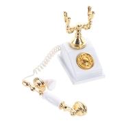 HOODANCOS Miniature Rotary Telephone Small Miniature Phone Model Doll Thing Pretend Realistic Retro Decor House Vintage Rotary Phone Tiny Retro Telephone Phones Home Old White Alloy