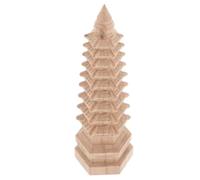 HOODANCOS Miniature Wenchang Tower Model Made of Oud Wood Intricate Carved Pagoda Figurine for Feng Shui Zen Garden Compact Desktop Ornament Symbolizing Academic Success and Prosperity for
