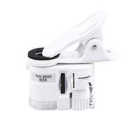 HOODANCOS Mobile Phone Clip Microscope with Battery Included with LED Light 60x White Light Portable Plastic Magnifier Universal Clip for Phone Camera