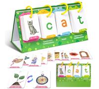 HOODANCOS Montessori Flash Cards 129-Piece Visual Word Learning Cards with Card Support and 4 Rings Early Learning Flash Cards for Preschool Reading Spelling Home School Travel