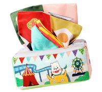 HOODANCOS Montessori Sensory Tissue Box for Year Cartoon Pull with Bright Colors Crinkle Sounds and Soft Enhances Hand-eye Coordination and Early Learning Skills