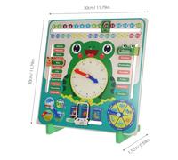 HOODANCOS Montessori Wooden Frog Clock Learning for Educational and Date Teaching Tool Cognitive Development Aid with Calendar Board Interactive Classroom Supply