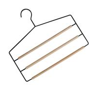 HOODANCOS Multi-layer Pants Hangers with Steel Wire and Wood Bars, Black Space Saving Wardrobe Pants Organizer for Closet, 3-tier Non-slip Trousers Rack Suitable for Home Storage