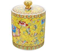 HOODANCOS Multifunctional Ceramic Tea Canister with Lid Portable Size Yellow Porcelain Storage Jar Airtight Tea Sealed Jar for Home Use Suitable and Cereal Storage