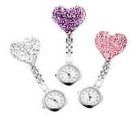 HOODANCOS Nurse Fob Watches Glass Mirror and Alloy Material 3pcs with Delicate Love Shaped Design Practical Functions to Watch the Time Random Color for Healthcare Friends