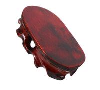 HOODANCOS Oval Redwood Display Stand for Home Decor Wooden Pedestal Base for Chinese Flower Pot Jade Bonsai Root Carving Ornaments Versatile Oriental Plant Stool for Office and Commercial