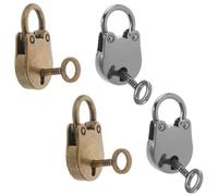 HOODANCOS Padlock with Key Antique Finish Vintage 4pcs Mini Bear Head Shaped Zinc Alloy Secure Locking with Convenient Key Management Lock for Diary Book and Handbag