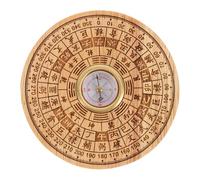 HOODANCOS Peach Wood Feng Shui Compass Pan Decor for Home Office Temple Multi-use Traditional Pan for Luck Health Smooth Life Chinese Desktop Ornament