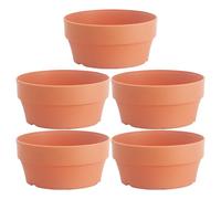 HOODANCOS Plastic Flower Pots Set 5Pcs, 16Cm Diameter Japanese-Style Round Shallow Planters for Succulent Arrangements Indoors and Outdoors, Lightweight Plastic Containers for Garden Use