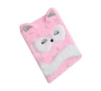 HOODANCOS Plush Fox Notebook for Students Cute Cartoon Diary Gift Lightweight Journal for Creative Writing Sketching and Idea Listing Adorable Pink Plush Cover Stationery