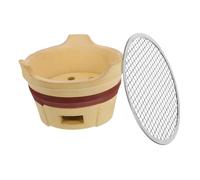 HOODANCOS Portable Clay Charcoal Barbecue Stove with Grill Net Outdoor Cooking Burner for Camping Backyard Bbq and Household Use Traditional Pottery Design Compact and Practical