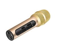 HOODANCOS Professional Handheld Singing Mic with Capacitor Core Portable Lightweight for Mobile Phone and Computer Built Reverberation Effect for Home and Outdoor Use Gold