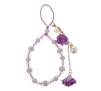HOODANCOS Purple Crystal Flower Mobile Phone Pendant Lanyard with Rhinestone Beads Detachable Lightweight Cellphone Strap for Anti-lost Safety and Multi-purpose Use