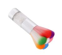 HOODANCOS Rainbow Nail Powder Brush Silver Metal Handle Petal Shape Soft Nail Dust Cleaner Professional Manicure Portable Cosmetics Powder Brush
