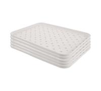HOODANCOS Rectangular Plastic Serving Tray Space-saving and Easy to Clean with Raised Edges 5pcs White Multipurpose Decorative Tray for Snacks and Water Cups for Table Use for Snack Areas