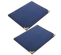 HOODANCOS Restaurant Menu Covers and Easy to Clean High Transparency 2pcs Blue Faux Leather with 4 Pvc Sleeves Menu Holders for Bars and Dining Settings