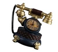 HOODANCOS Retro Resin Tabletop Telephone Model Clock Decoration Golden Vintage Style for Home Office Desk Mantelpiece Classic Resin Ornament for Bedroom Shelf and Conference