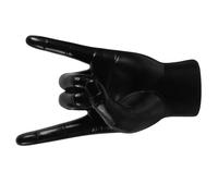 HOODANCOS Rock Gesture Resin Sculpture Left Hand Figurine, Black Desktop Ornament for Home Office Decor, Finger Modeling Hand Sign Decoration for Bar Table
