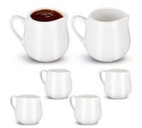 HOODANCOS Sauce Cups 6pcs Environmentally Friendly White Ceramic Milk Jugs with Comfortable Handle Creative and Unique Design Kitchen Storage Containers for Dining Table Use