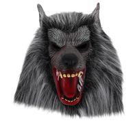 HOODANCOS Scary Halloween Wolf Mask Full Face Latex Werewolf Headgear Breathable Lightweight Mask for Adult Cosplay and Party Dress-up Accessories