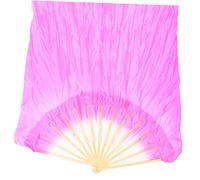 HOODANCOS Silk Belly Dance Fan Veil Long Folding Hand Fan for Performance Prop Dance Supplies Bright Color for Ethnic Modern Stage Use